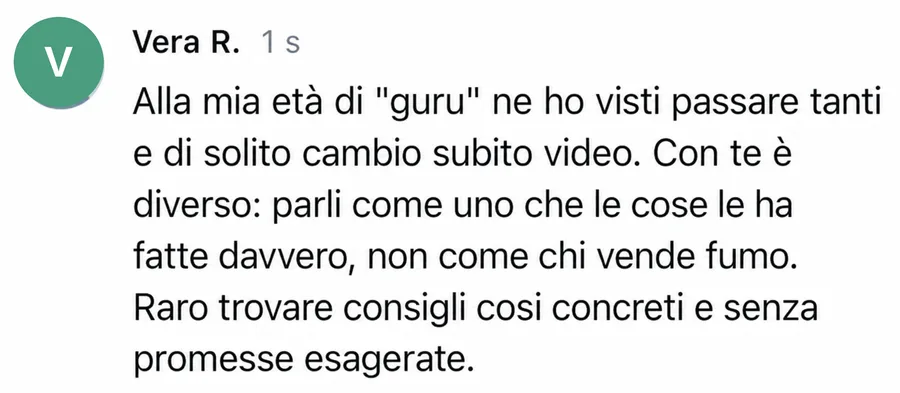 Commento di un lettore dal canale
