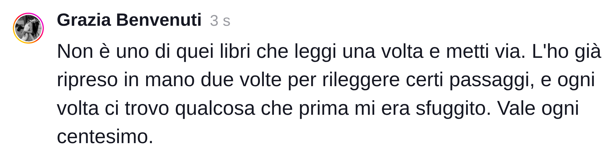 Commento di un lettore dal canale
